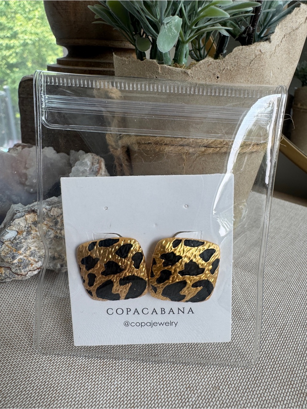 NWT Copa Jewelry Gold & Black Leopard Statement Earrings